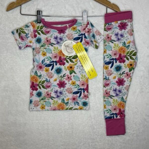 Snuggle Bums Floral Bamboo Short Sleeve Pajama Set 3T Sleepies